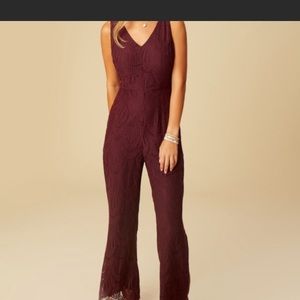 Altar’’d State Maroon Lace Jumpsuit